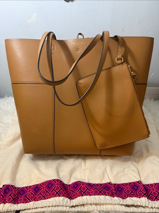 Tory Burch Handbags - Tory Burch Cognac Leather Tote with Removable Pouch medium